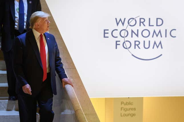 President Donald Trump last attended the World Economic Forum meeting in Davos, Switzerland, in 2020.