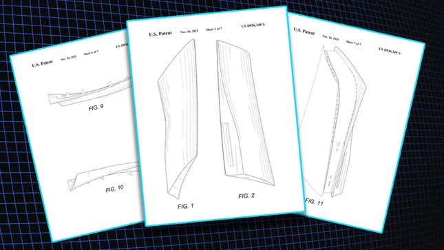 Three patents show PS5 plates over a gridded background.