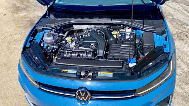 An under-hood shot of the new Jetta