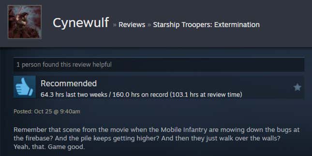 Image for article titled Starship Troopers: Extermination, As Told By Steam Reviews