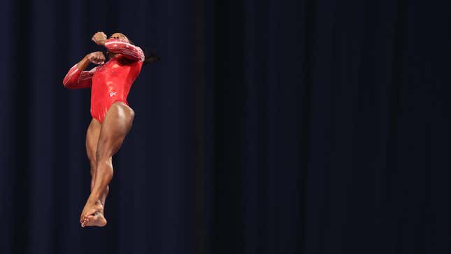 Simone Biles competes on the vault during the Women’s competition of the 2021.