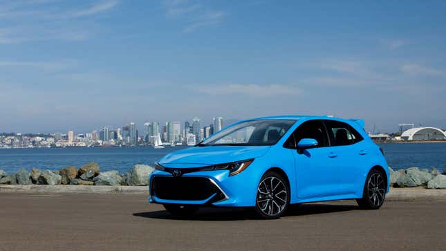 A blue Toyota Corolla Hatchback