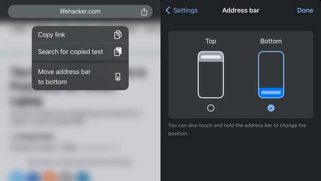 Image for article titled You Should Move Chrome’s Address Bar to the Bottom of Your iPhone