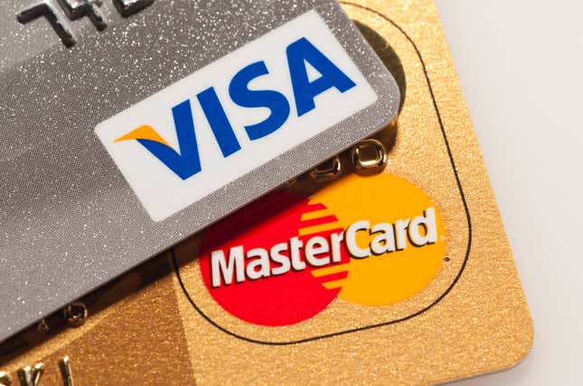 Visa and Mastercard credit cards