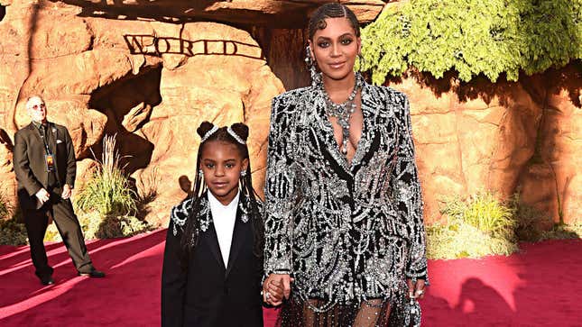 Blue Ivy attends the premiere of The Lion King with mom Beyonce in Hollywood on July 9, 2019.