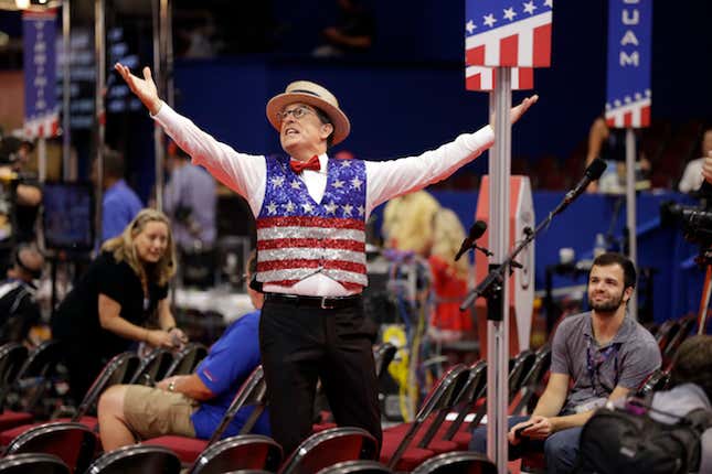 Stephen Colbert spotted taping his CBS show at the Republican National Convention.