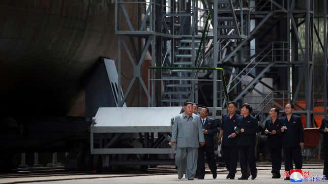 File photo of North Korean dictator Kim Jong Un inspecting a submarine on July 23, 2019.
