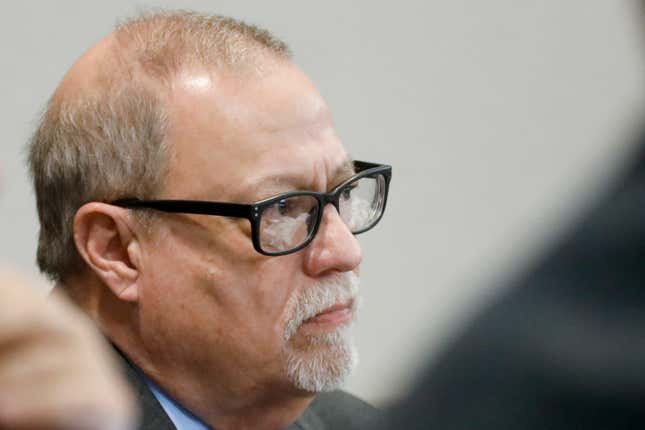 Defendant Gregory McMichael looks on during his trial along with and his son, Travis McMichael, and a neighbor, William “Roddie” Bryan, in the February 2020 slaying of 25-year-old Ahmaud Arbery, on Nov. 19, 2021, at the Glynn County Courthouse in Brunswick, Ga. Greg McMichael won’t plead guilty to a federal hate crime in the 2020 killing of the unarmed Black man, according to a legal filing late Thursday, Feb. 3, 2022. McMichael reversed his plan to plead guilty in the federal case days after a U.S. District Court judge rejected terms of a plea deal that was met with passionate objections by Arbery’s parents.