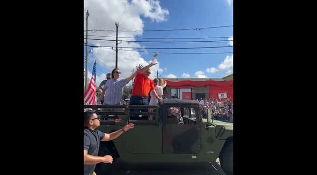 Ted Cruz (center) attempts to duck a Truly.