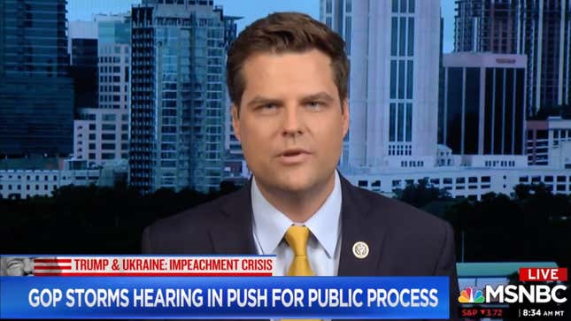 Image for article titled A Video in Which Matt Gaetz, a White Man, Whines About Being Called a White Man