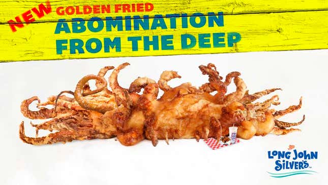 The deep-fried sea monstrosity, which could reportedly swallow three grown men at once in its cavernous jaws, will be available as a two-piece value meal or a po’ boy sandwich.