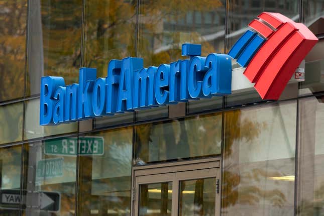 FILE - The Bank of America logo is seen on a branch office, Oct. 14, 2022, in Boston. A glitch in the network that processes electronic transfers between nearly all U.S. bank accounts has led to delays since Thursday, Nov. 2, 2023, in settling deposits, some of which remain stalled. TCH, as the company is known, is owned by a group of 22 major banks, including Citibank, Wells Fargo, Bank of America and J.P. Morgan Chase. (AP Photo/Michael Dwyer, File)