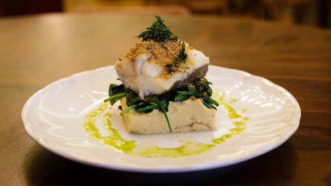 Cod Fish dinner meal at restaurant