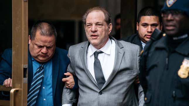 Harvey Weinstein leaves New York City Criminal Court after a bail hearing.