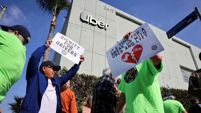 Uber- und Lyft-Fahrer protestieren in Los Angeles gegen das Unternehmen