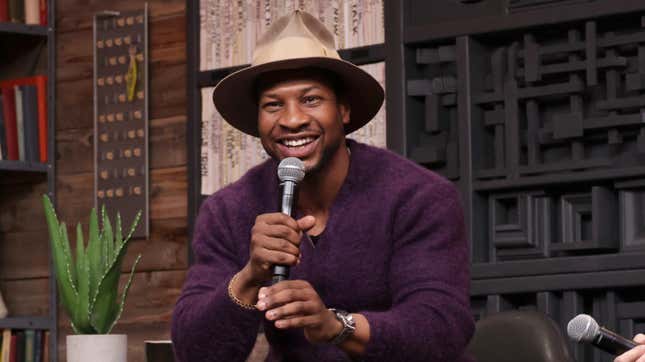 Jonathan Majors speaks during 2023 Sundance Film Festival The Big Conversation 2 at Filmmaker Lodge on January 21, 2023 in Park City, Utah.