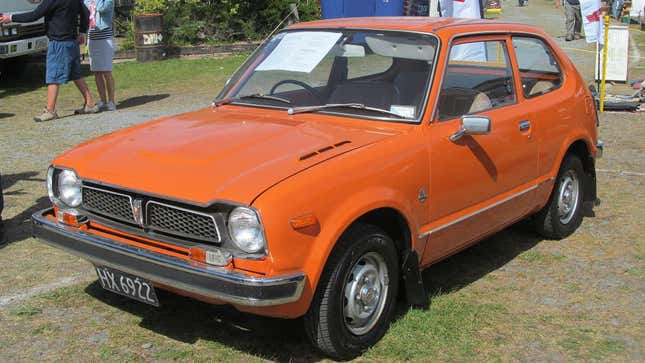 An orange 1976 Honda Civic