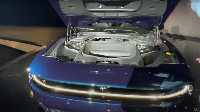 Dodge Charger EV with the hood open