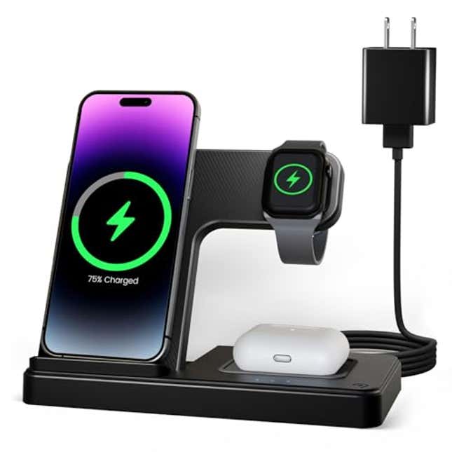 Image for article titled Wireless Charger iPhone Charging Station: 3 in 1 Charger Stand Multiple Devices for Apple, Now 16% Off