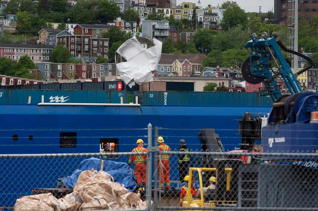 Image for article titled Photos Show Titan Sub Debris Being Unloaded