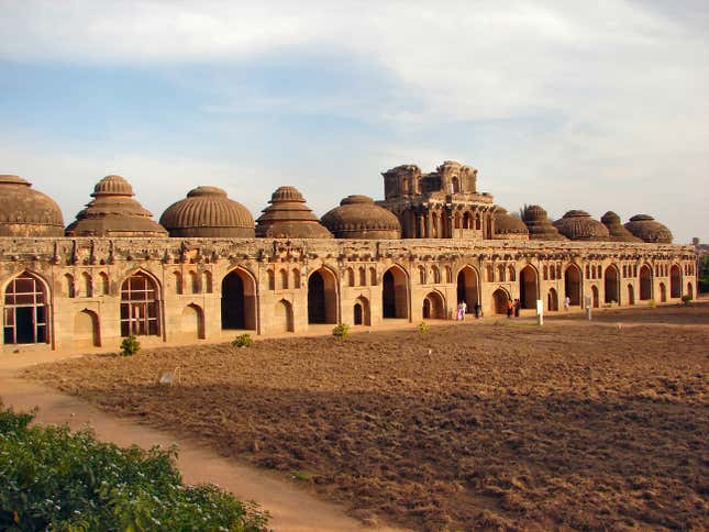 The elephant stables in the Vijayanagara complex in Hampi, Karnataka.