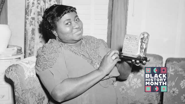 Hattie McDaniel with the Oscar statuette for Best Supporting Role by an Actress at the 12th annual Academy Awards ceremony on March 2, 1940.