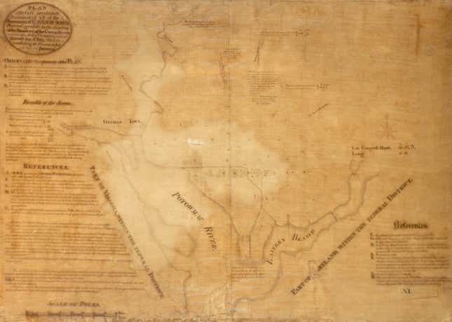 The original plan for the U.S. capitol city that would become known as Washington.