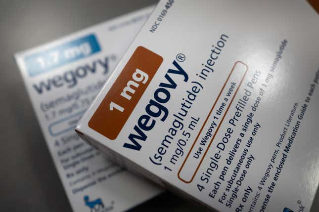 In this photo illustration, the injectable weight-loss medication Wegovy is available at New City Halstead Pharmacy on April 24, 2024 in Chicago,