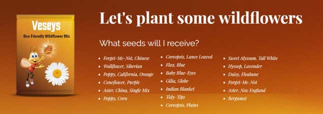 Screenshot from Cheerios’ Canadian website, March 2017. (Cheerios confirmed that the same mix was sent to both Canada and the US, but the US website did not give a list of species.)