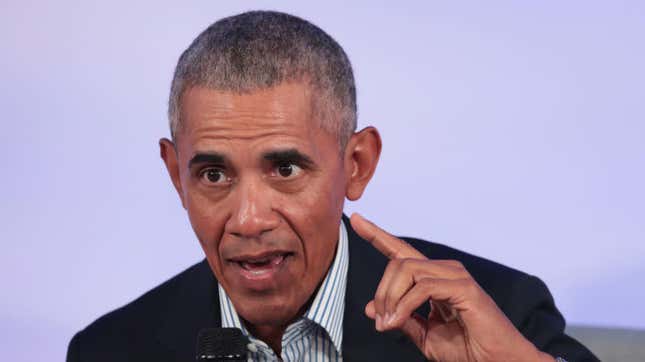 Former President Barack Obama speaks to guests at the Obama Foundation Summit in Chicago Oct. 29, 2019.