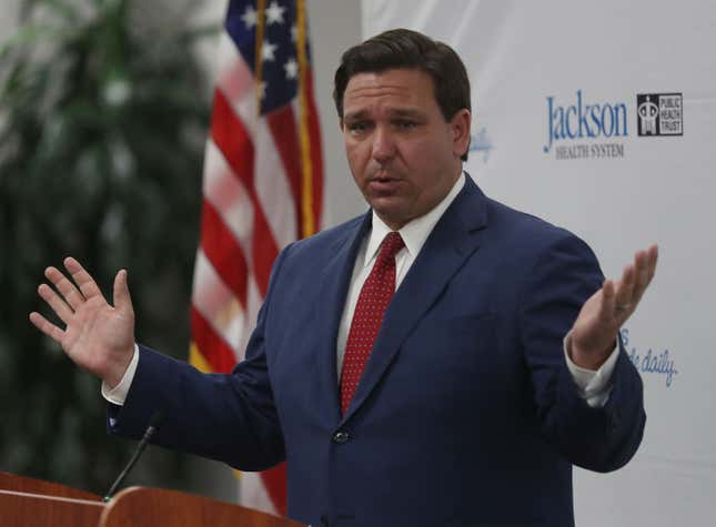 Florida Gov. Ron DeSantis or what happens when Satan eats a Popeyes spicy chicken sandwich. 