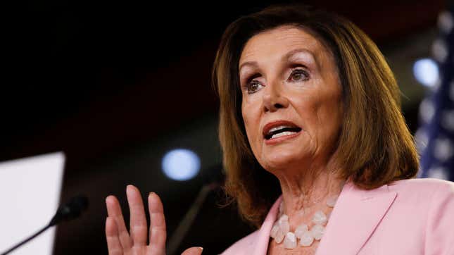 House Speaker Nancy Pelosi (D-Calif.) at her weekly news conference on Capitol Hill Sept. 12, 2019, where she said she was “pleased” with progress on a House Judiciary Committee probe of Donald Trump, but she declined to call the investigation an impeachment inquiry.