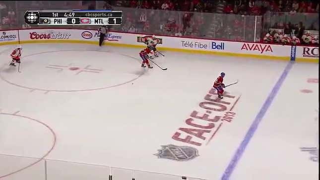Somehow, A Puck Shattered Glass Inside The Bell Centre Penalty Box