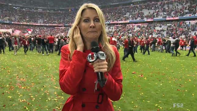 Large Bayern Munich Supporter Subdued Before Invading Live Shot
