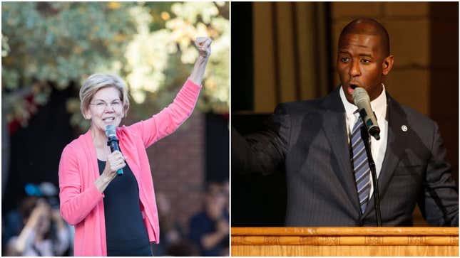 Sen. Elizabeth Warren (D-Mass.); former Fla. gubernatorial candidate and Tallahassee Mayor Andrew Gillum