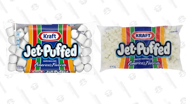 Jet-Puffed Marshmallows, 12 pack | $19 | Amazon
Jet-Puffed Mini Marshmallows, 12 pack | $25 | Amazon