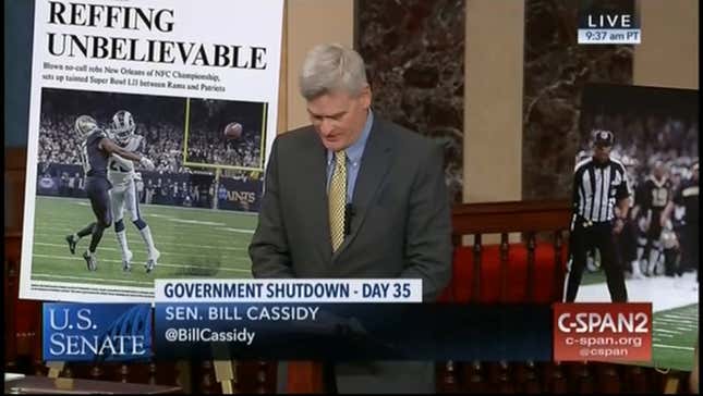 Useless Senator From Louisiana Takes To The Floor To Moan About The Saints Game