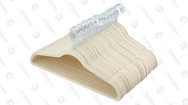Investing in one type of hanger makes more of a difference than you think. This ones guard against slippage, so your stuff will remain hanging up in the closet, not in a pile on the floor.