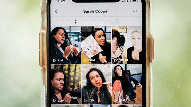 In this photo illustration, comedian Sarah Cooper’s page is displayed on the TikTok app on an Apple iPhone on Aug. 7, 2020, in Washington, D.C.