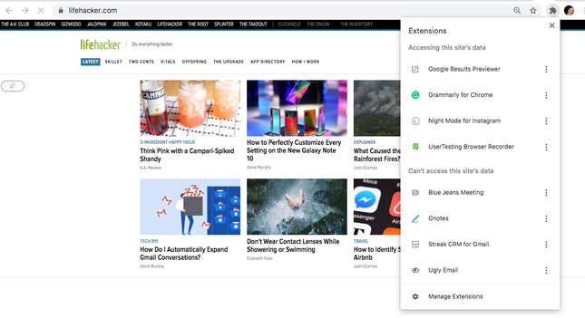 Image for article titled How to Enable Chrome's New Extension Menu
