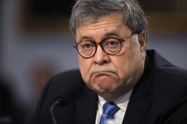 Image for article titled Attorney General William &#39;Big Fred Flintstone&#39; Barr to Release Redacted Mueller Report Within a Week