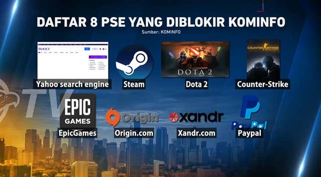 Image for article titled Indonesian Government Blocks Steam, Epic &amp; Nintendo For 270 Million People