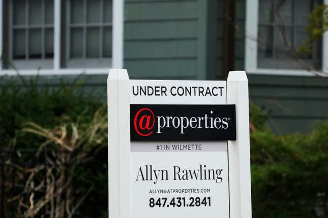 An &quot;Under Contract&quot; sign is displayed at a home in Wilmette, Ill., Thursday, March 28, 2024. On Thursday, April 25, 2024, Freddie Mac reports on this week’s average U.S. mortgage rates. (AP Photo/Nam Y. Huh)