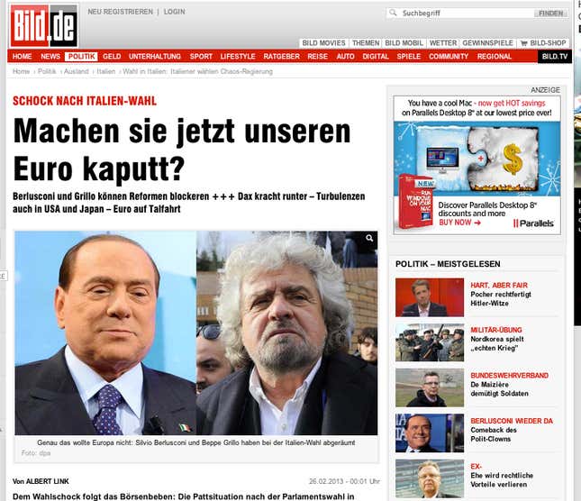 Bild italian election website