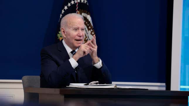 Joe Biden addresses the country on the coronavirus situation on Jan. 13, 2022.