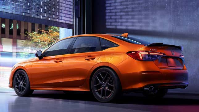 Una foto de un Honda Civic SI  naranja. 