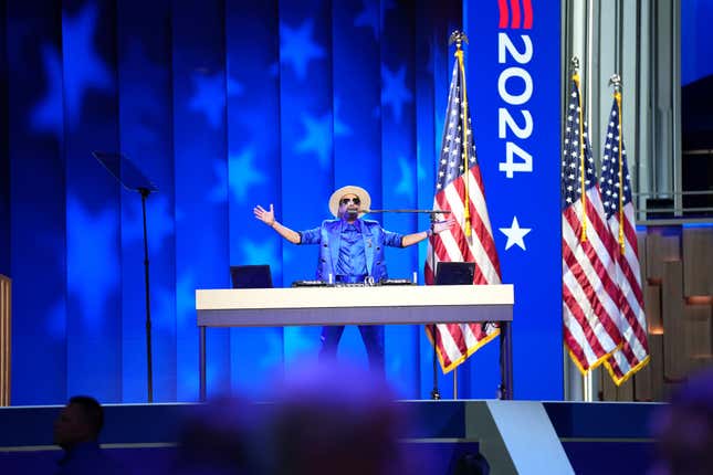 CHICAGO, ILLINOIS - AUGUST 20: DJ Cassidy performs during the second day of the Democratic National Convention at the United Center on August 20, 2024 in Chicago, Illinois.