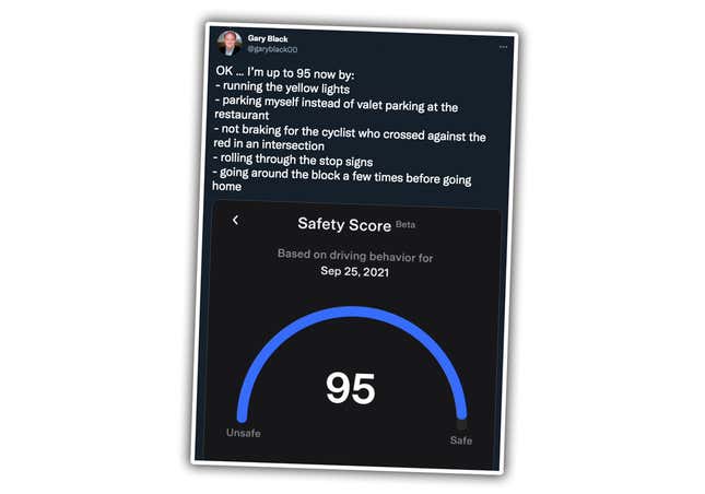 Image for article titled Tesla Is Now Ranking Drivers With A 'Safety Score' And Of Course It's Already Going Weird