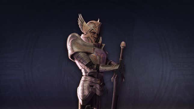 A Sentinel stands against a dark background.