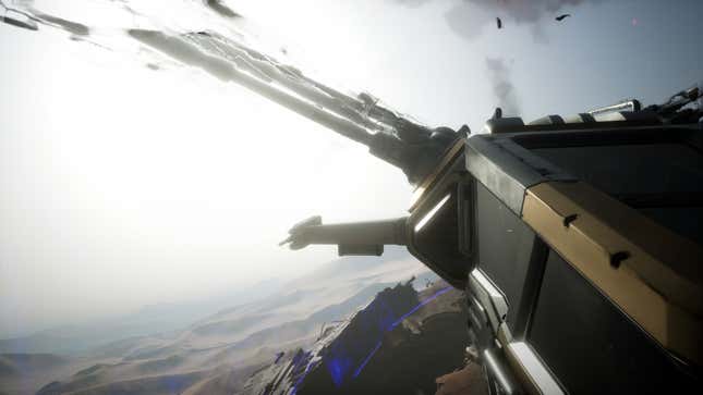 An Ornithopter mid-flight in Dune Awakening.